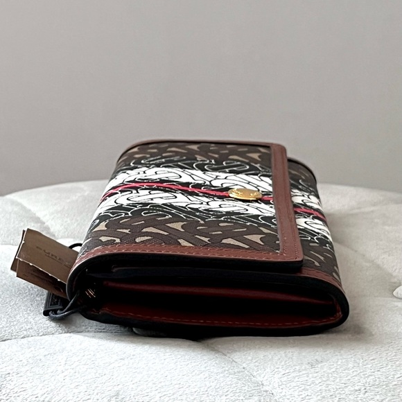 Burberry E-Canvas TB Monogram Stripe Continental Wallet In Bridle Brown - Picture 5 of 14